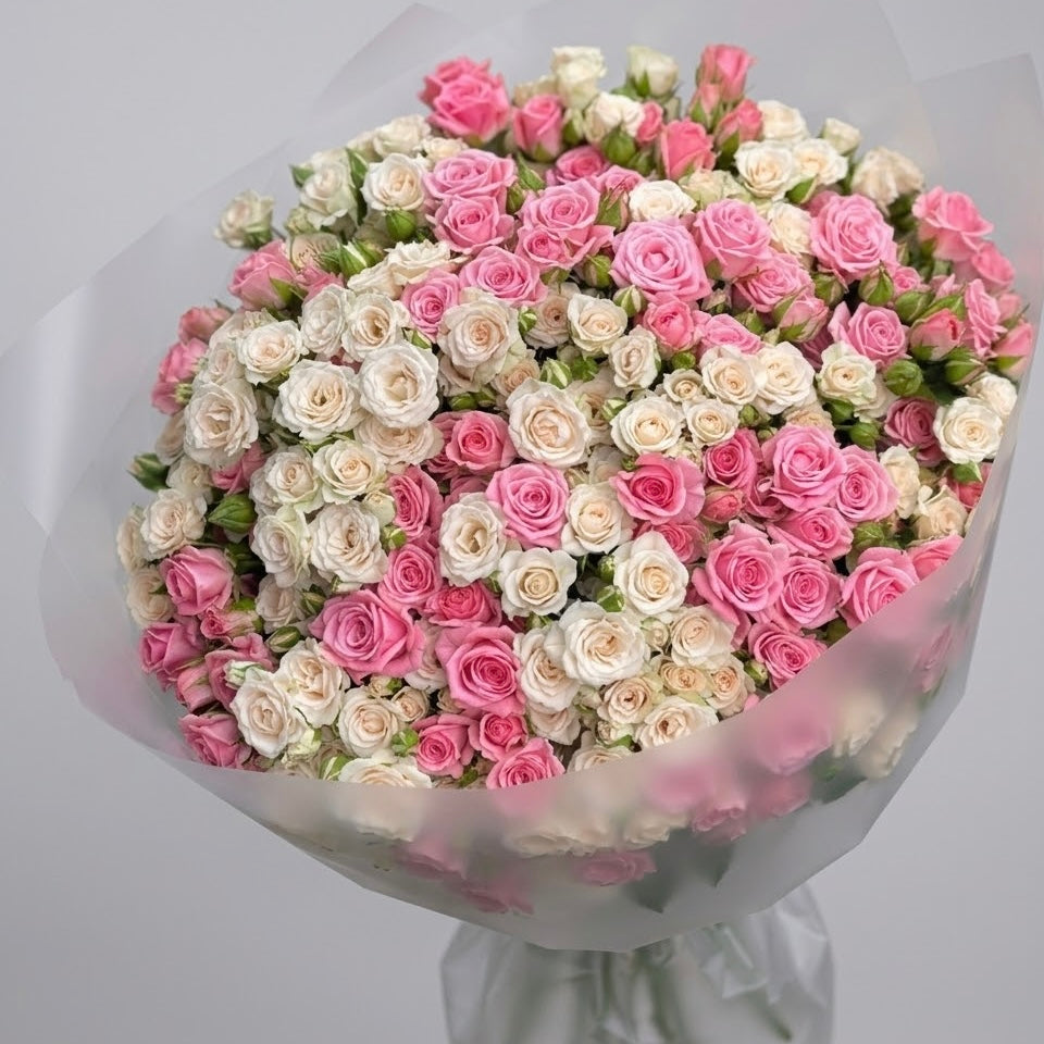 Mixed Pink & Cream Spray Rose Bouquet